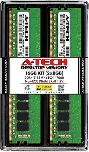A-Tech 16GB (2x8GB) DDR4 2133MHz DIMM PC4-17000 UDIMM Non-ECC 2Rx8 1.2V CL15 288-Pin Desktop Computer RAM Memory Upgrade Kit