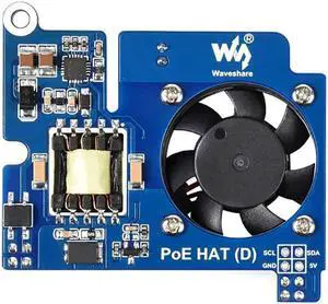 Power Over Ethernet HAT POE Type D for Raspberry Pi 3B+/4B, 802.3af-Compliant, Fits Raspberry Pi Official Case