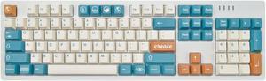 Keycaps, PBT keycap,Dye-Sublimation Custom Keycaps Cherry Profile 104 Key Set for Mechanical Keyboard English (US) Layout(White and Cyan Keycaps)