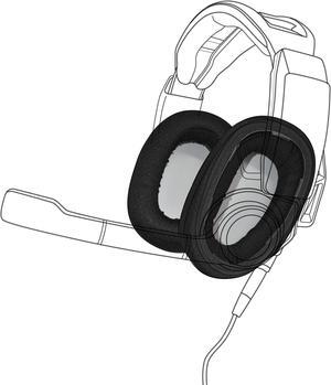 Earpadz Replacement for Sennheiser GSP 500, 550, 600 Headphones Ear Pads, Soft Knit Headphone Cushions (Jerzee, Black, 1 Pair)