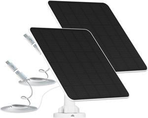 6W Solar Panel for Security Camera, 5V Solar Panel Charger for Outdoor Rechargeable Battery Camera, IP65 Waterproof Solar Panels with Adjustable Security Wall Mount, 9.8ft Cable(2 Pack)