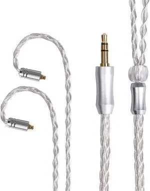 FEDAI Audio Earphone Cable 8 Core Silver Plated Replacement Cable, MMCX Cable Detachable Earphone Cable Replacement Earphone Wire for Shure 846 535 215 315 425 MAGAOSI K5 LZA4 A5 (3.5mm, MMCX)