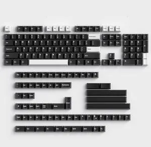 Fogruaden White on Black Keycaps, Cherry Profile PBT Doubleshot keycaps, Minimalist Style Black and White Keycap, 168 Keys Custom Keycaps for Mechanical Keyboard(WOB)