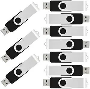 VICFUN 10pcs 2GB USB Flash Drives 2GB USB 2.0 Memory Stick Foldable Thumb Drive-Black