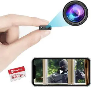 Free 32GSmallest Wireless WiFi Camera,HD1080P Security Camera,Portable Video Camera,Baby Monitor with Night Vision,Motion Detection,Cloud Storage,Remote Viewing for Security with iOS Android APP