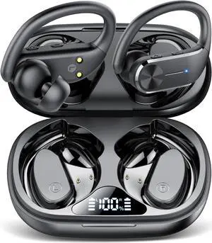 hadbleng Ear Buds Wireless Earbuds Bluetooth 5.3 Headphones 60Hrs Playtime Sports Earhooks Over Ear Earphones with LED Display, IPX7 Waterproof Built-in Mic Headset for Workout, Running, Gym