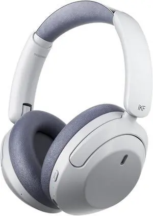 iKF-T3 Wireless Headphones Bluetooth 5.3 Active Noise Cancelling 125H Playtime Hi-Res Smart App Control 38ms Low Latency Foldable Lightweight Headset for PC Home Travel Office (YanYun-Grey)