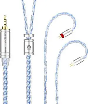 Kinboofi 2M Long in Ear Monitor Earphone Cable,KBEAR ST16 Plus Headphone,16 Cores 5N Single Crystal Copper Silver-Plated Upgrade Wire for AS10 ZS10 Pro AS16(Silver, 2 Pin 2.5mm Audio Jack)
