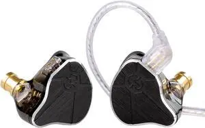 Kinboofi Bass Wired Headphone,CCZ BC04 Custom High-Frequency BA IEM Headphone, Stereo Sound IEM Earbuds Earphone with Oxygen-Free Copper Silver-Plated Cable for Musician System (No MIC, BC04-Black)