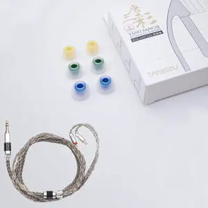 Linsoul Tripowin Zonie IEM Cable (2pin-0.78mm, 3.5mm, Grey) + TANGZU Tang Sancai Eartips(S+M+L-3pairs)
