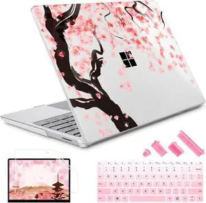 May Chen Compatible with Microsoft Surface Laptop Go 3 Go 2 Go 1 12.4 Inch Model 1943 2013 (2023 2022 2020 Release), Plastic Hard Shell Case with Screen Protector + Keyboard Cover, Cherry Blossom
