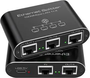PVBCTCSID Ethernet Splitter 1 to 4 1000Mbps Internet Splitter Supports Simultaneous Networking of 4 Devices Works with Cat5/5e/6/7/8 Cable