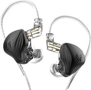 KZ ZEX Earbuds 1 electrostatic + 1 Dynamic Earphone in Ear Monitor Headphone with Detachable Cables Suitable for Audio Engineer, Musician (Black, Without Mic)