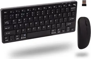 Wireless Keyboard and Mouse, 2.4G Ergonomic Bluetooth Keyboard and Mouse Set, Silent Rechargeable Wireless Keyboard and Mouse Slim for Windows, Mac, PC, Laptop, Tablet - Black, Gift for Kids Adults