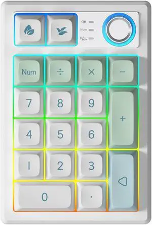 TISHLED Gasket Creamy Mechanical Numpad Programmable Macro Keypad Wireless 2.4G/Bluetooth 5.0/Wired USB-C RGB Backlit Hot Swappable Number Pad Rechargeable Numeric Keyboard Metal Knob for Win/Mac