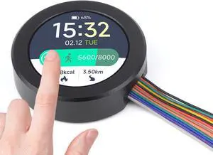 UeeKKoo RP2040 Microcontroller Development Board with 1.28inch Round Touch LCD 240×240 Pixel IPS Display 65K RGB Color with CNC Metal Case, Accelerometer and Gyroscope Sensor, Type-C Connector