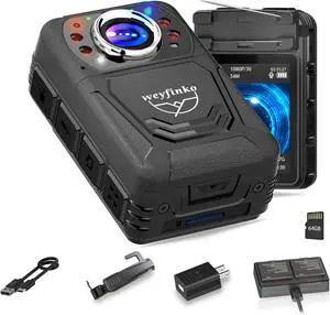 weyfinko W3 1080 Body Worn Cameras,64GB&2 Ways of Clips Body Mounted Cam Night Vision,2Pcs Batteries with Charging Cradle,Small and Lightweight Camera for Home,Outdoor,Travel,Meeting
