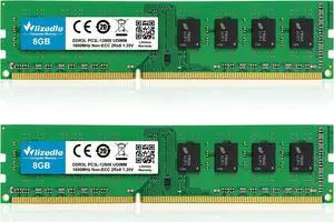 DDR3/DDR3L 16GB Kit(2x8GB) RAM 1600MHz CL11 DIMM Wlizedle Desktop Memory PC3-12800/PC3L-12800 240-Pin 1.35V/1.5V 2Rx8 Dual Rank Channel Non-ECC Unbuffered PC Computer Sdram Stick Module Upgrade, Green