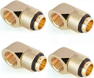 G1/4" Male to Female 90 Degree Rotary Fitting, 4-Pack (Gold)