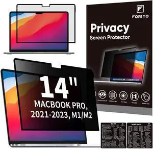 F FORITO Laptop Privacy Removable Screen Protector Compatible with MacBook Pro 14 Inch (2021-2023, M3/M1/M2/Pro/Max), Eye Protection Anti Blue Light Crystal Clear Privacy Screen Filter