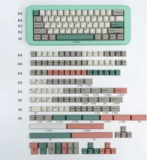 Mintcaps 9009 Grey Beige Keycaps Set 192 Keys Cherry Profile Doubleshot Custom Keyboard Retro Keycaps ISO ANSI for Cherry MX 60% 65% 70% 75% 95% Mechanical Keyboards