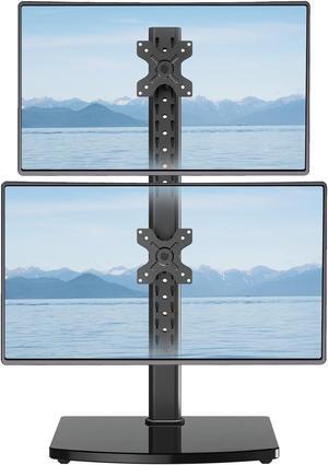 MOUNT PRO Vertical Dual Monitor Stand for 2 Computer Screen up to 32 Inch, Stacked Monitor Mount, Free-Standing Monitor Desk Stand with Swivel, Tilt, Height Adjustable, VESA Stand 100 x 100