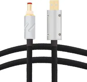 Monosaudio 14AWG USB to DC Power Cable 24K Gold Plated USB to 2.5mm DC Plug Audio Cable OCC Copper Silver Plated Audiophile DC Cable Linear USB Charger Cord- Fast Charging1M/3.3Ft