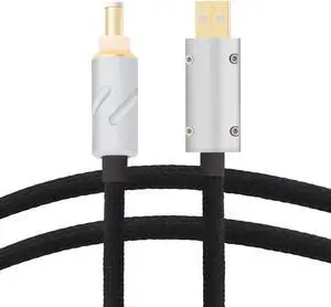 Monosaudio 14AWG USB to DC Power Cable 24K Gold Plated USB to 2.1mm DC Plug Audio Cable OCC Copper Silver Plated Audiophile DC Cable Linear USB Charger Cord- Fast Charging1M/3.3Ft