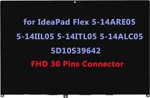 14.0" Replacement for Lenovo IdeaPad Flex 5-14ARE05 5-14IIL05 5-14ITL05 5-14ALC05 5D10S39641 5D10S39642 81X2 81WS 81X1 82HS 82HU 82LT FHD-IPS LCD Display Touch Screen Digitizer Assembly Bezel