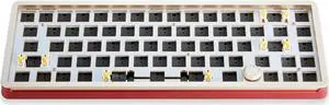 DRAOZA Gasket Aluminum Alloy Custom Keyboard Compact 65% Keyboard with Knob, DIY Mechanical Keyboard Kit, Hotswap,Aluminum Alloy Shell,Metal Positioning Plate,Sound Insulation Mat,Silicone PadRed