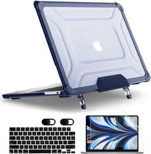 MEEgoodo for MacBook Air 13.6 inch Case 2025 2024 2022 (A3240/A3113/A2681) with M4/M3 M2, Laptop Hard Shell for MacBook Air 13", Cover with Heavy Duty Rugged Shockproof Kickstand, Navy Blue XK