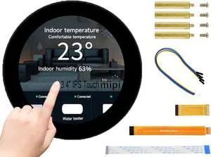 waveshare 3.4inch Round Touch Display 800 x 800 IPS LCD Screen DSI Interface, 10-Point Capacitive Touch Control, Compatible with Raspberry Pi 4B/3B+/3A+, Compute Module 3+/Compute Module 4