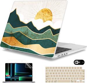 Mektron Case for MacBook Pro 14 inch 2023 2022 2021 Model M3 A2918 A2992 M2 A2779 M1A2442 Pro/Max, Plastic Hard Shell Case Cover for MacBook Pro 14" with Touch ID, Golden Mountains by Sunrise