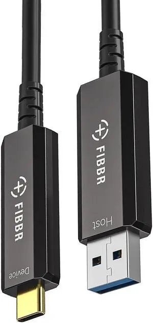 FIBBR Fiber Optic USB3.2 Cable(16.5ft), 10Gpbs USB A to USB C Cable for Webcams, VR/AR,Projectors,Displays and More