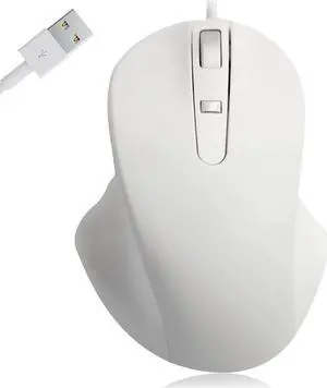 Matias Wired USB-A PBT Premium Computer Mouse, Proven Performance, Ergonomic Mouse, Left Right Hand Use, Home and Office Use, Compatible for PC MacBook, Chromebook, Laptop, Desktop - (White)