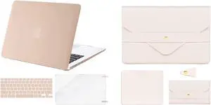 MOSISO Compatible with MacBook Air 13 inch Case A1369 A1466 2010-2017, Plastic Hard Shell Case&Sleeve with Small Case&Mouse Pad&Cable Organizer&Keyboard Cover&Screen Protector,Camel&Beige