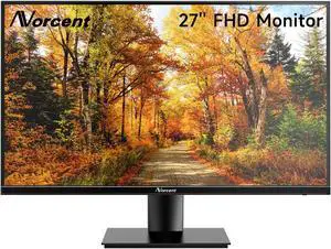 Norcent 27 Inch Desktop Frameless Monitor, 75hz Full HD 1080p VA LED Display, HDMI VGA Port, Wide Viewing Angle Blue Light Protection, Thin Frame Vesa Mountable, Adjustable Angle Screen, MN27-H