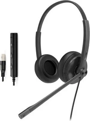 UH34 USB Headset with Microphone for PC Laptop,Wired Headset,On-Ear Headphones with Noise-Cancelling Microphone UH34 Dual Teams