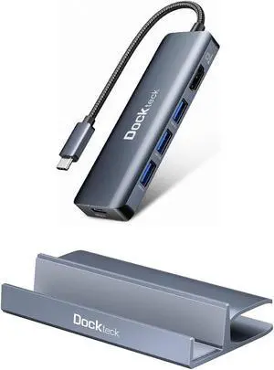 8K HDMI USB C HUB, 5-in-1 USB-C Multiport Adapter, Dockteck USB Dock Dongle with 8K 30Hz/4K 120Hz/4K 60Hz HDMI, 100W PD, 3 x USB 3.0 Bundle with dockteck Steam Deck Stand Base
