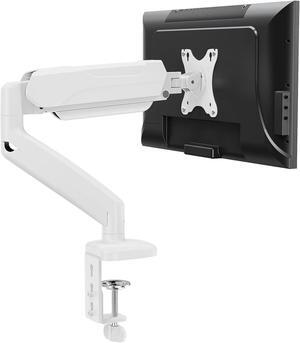 MOUNTUP Single Monitor Desk Mount, Adjustable Gas Spring Monitor Arm, Support Max 32 Inch, 4.4-17.6lbs Screen, Computer Monitor Stand Holder with Clamp/Grommet Mounting Base, VESA Mount Bracket, White