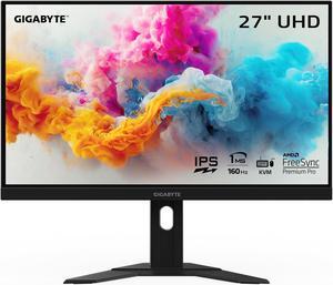 GIGABYTE M27U - 27" IPS Gaming Monitor - UHD 3840x2160 - 160Hz - 1ms MPRT - AMD FreeSync Premium Pro - Type C KVM - HDMI, DP, Type C - Height Adjustable - Black (M27U-SA)