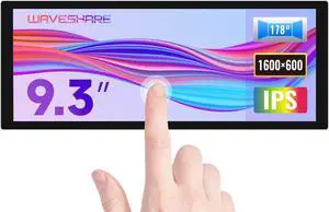 waveshare 9.3inch Capacitive Touch Display, 1600x600 Resolution, Raspberry Pi 5/4B/3B/Zero/Zero W/Zero 2W/Pico/Pico W/Pico WH, Support Jetson Nano/Jetson Orin Nano, Supports Windows 11/10/8.1/8/7