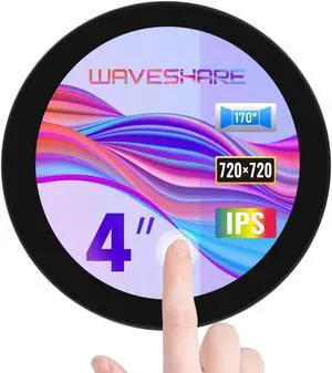 waveshare 4inch DSI Round Touch Display, 720 x 720 Resolution, IPS, 10-Point Touch, Compatible with Raspberry Pi 5/4B/3B+/3A+, CM3/3+/4, 170deg Wide Viewing Angle