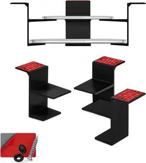 BRAINWAVZ Dual Under Desk Holder Mount for Laptops & Devices Upto 3" Thick Like Routers Cable Box Small Computers MacBook Surface Keyboard Modems Network Switch & More, Adhesive & Screw in
