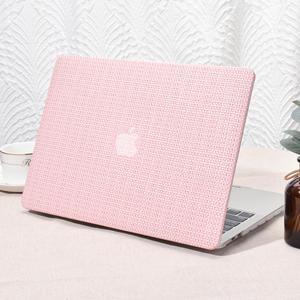 Seorsok Compatible with MacBook Pro 13 inch Case M2 2023,2022,2021-2016 A2338 M1 A2251 A2289 A2159 A1989 A1708 A1706,Elegant Leather Plastic Hard Shell&Transparent Keyboard Cover,Pink Woven Fabric
