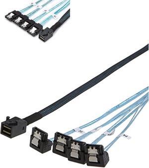 CableCreation Internal HD Mini SAS (SFF-8643 Host) - 4X SATA (Target) Angle Cable Bundle with Internal HD Mini SAS to Straight 4X SATA (Target) Cable