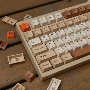 mintcaps PBT Keycaps 143 Keys Cherry Profile Retro Keycaps Set Dye-Sub Postage Stamp ISO ANSI Beige Keycap Custom Keyboard Key caps for 60% 65% 70% 75% Cherry Gateron MX Switches Mechanical Keyboards
