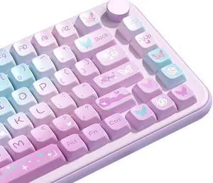 daixiahu Purple Butterfly Theme keycap 158 Keys PBT keycap MDA Custom keycap Set Suitable for 61/87/104/108 Cherry MX Switch and Other Mechanical Keyboards