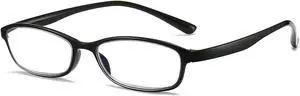 ANRRI Classic Oval Blue Light Blocking Reading Glasses for Women and Men Small Lightweight Black Frame No-Pressure on Nose +3.50 Magnification