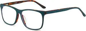 ANRRI Blue Light Blocking Glasses Anti Eyestrain Trendy Green Eyewear Frame with Tortoise Print Interior for Women